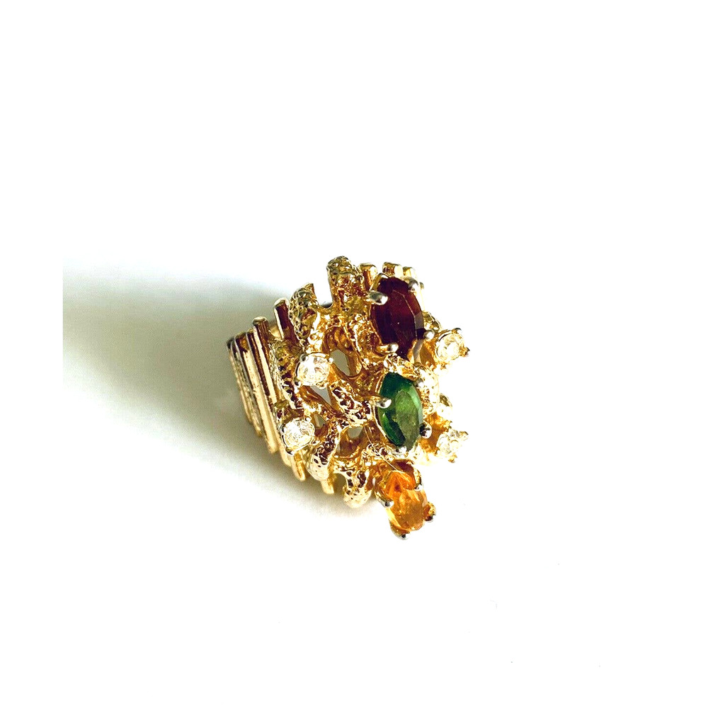 VTG Cocktail Ring 18K Gold Sz 6.5